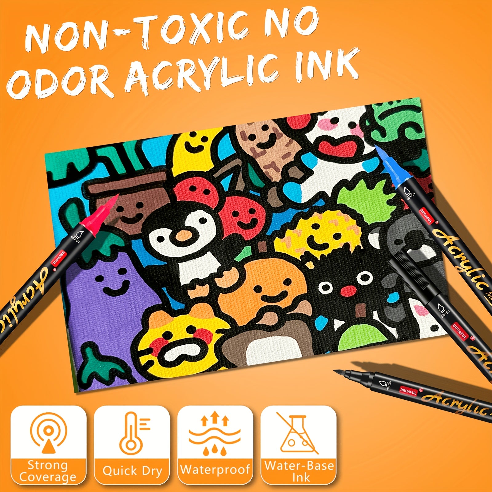 Acrylic Paint Pens Markers 20 to 72 Colors Dual Tip Waterproof - Premium Art Markers for Rock Painting, Fabric, Metal, Glass, Wood, Canvas & Ceramic, Non-Toxic Odourless Art & Craft Supplies