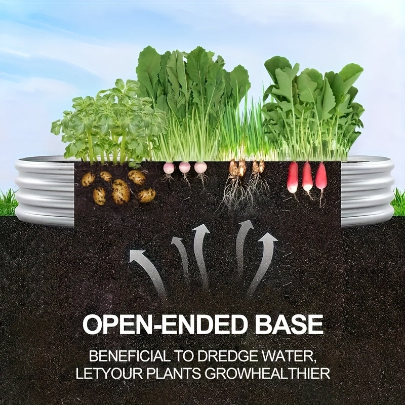 Galvanized Raised Garden Bed Kit 2 Pack - Oval Large Metal Planter Boxes Outdoor for Vegetables, Herbs & Flowers, Garden Boxes for Backyard, Patio & Lawn