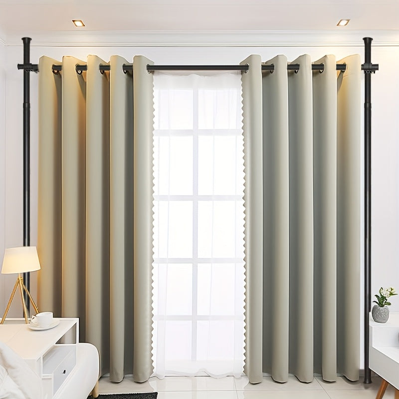Tension Curtain Rod Floor to Ceiling No Drill – Adjustable Heavy Duty Freestanding Room Divider, 28-139" Wide 48-120" High, 55lb Capacity, Black & White | Canada