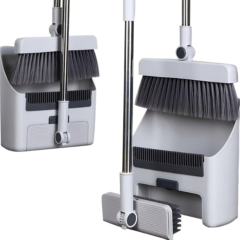 3-in-1 Folding Broom, Dustpan & Floor Brush Set – Soft Bristles, Long Handle, Compact Storage | Efficient Hair-Free Cleaning for Home, Office & Dorm | Space-Saving Cleaning Essential | ShopVora CA