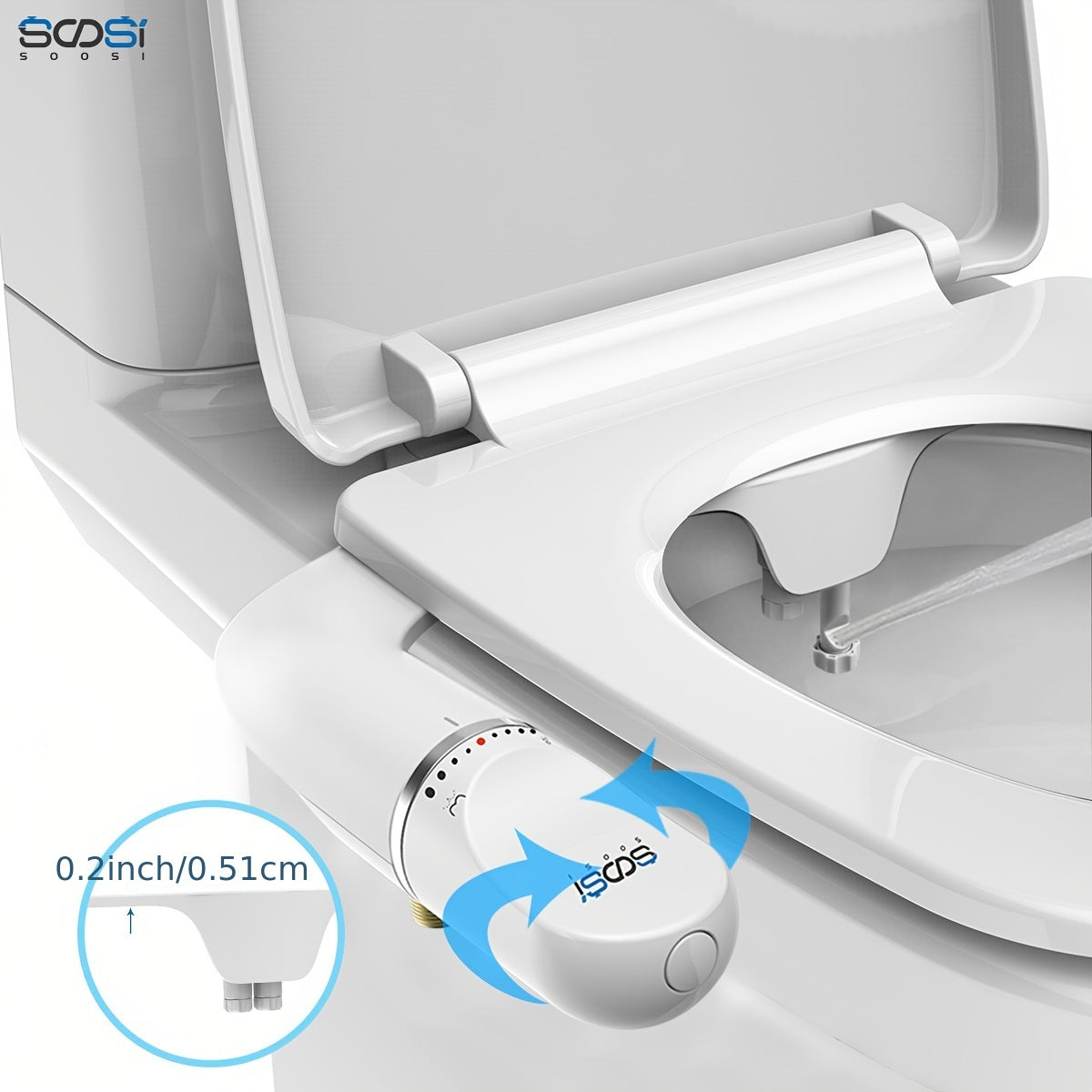 Ultra-Slim Double Nozzle Bidet Attachment | Adjustable Water Pressure, Non-Electric, Classic Style, US G9/16 Nozzle, Plastic Material