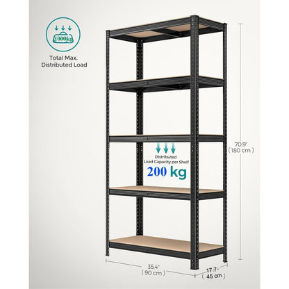 Heavy Duty 5-Tier Metal Storage Shelving Unit 2200 lbs Capacity Adjustable Garage Shelves Freestanding Industrial Rack for Warehouse Basement Pantry