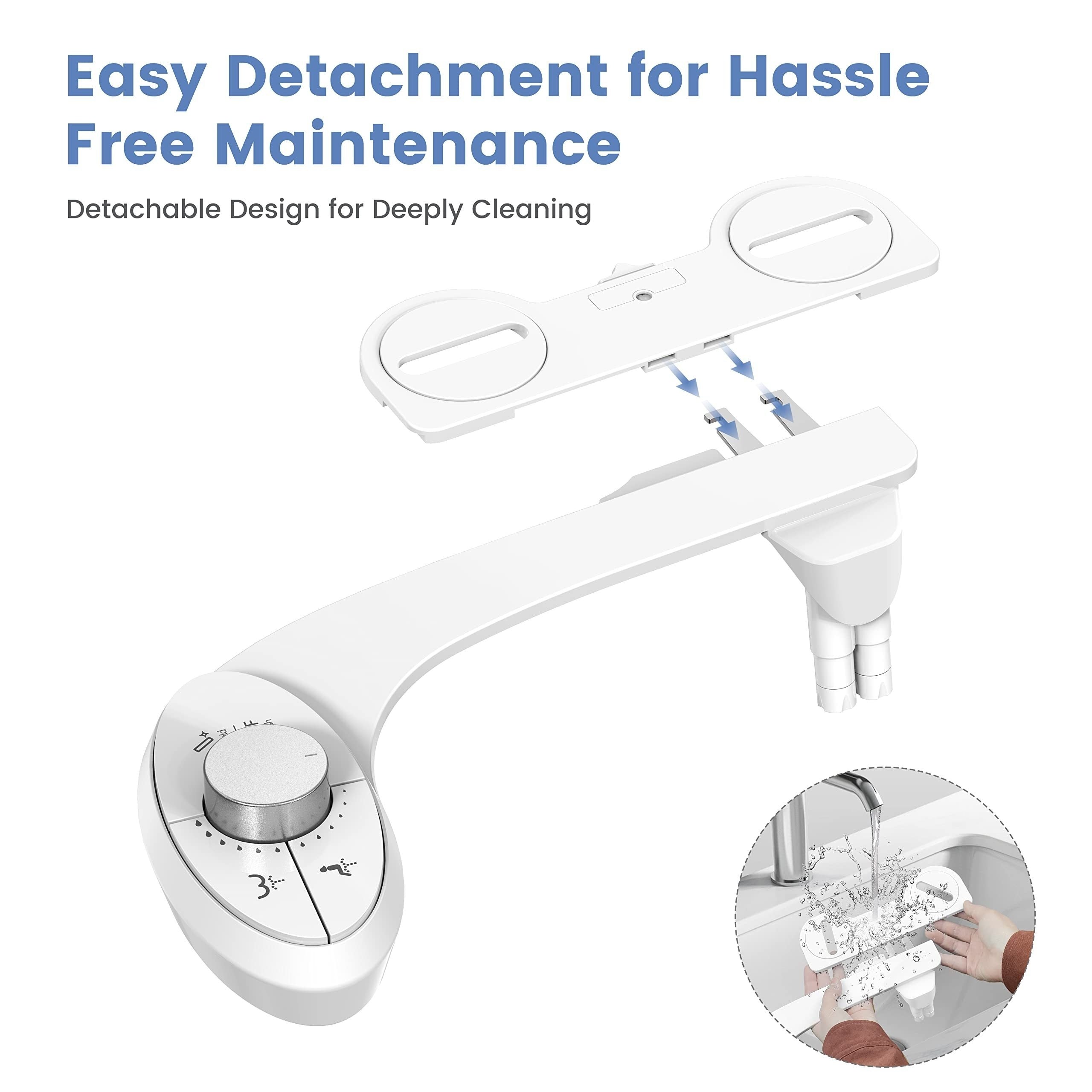 Bidet Attachment for Toilet, Cold Water Spray Non-Electric Dual Nozzle for Frontal & Rear Wash, Adjustable Water Pressure Control, Self Cleaning Water Sprayer