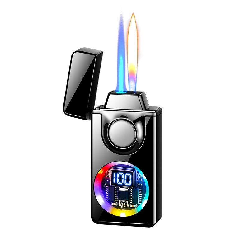 BNMQ 2025 Intelligent Voice Control Butane Lighter, 5 Ignition Modes, Visible Transparent Window, Portable Metal Flip Induction Lighter