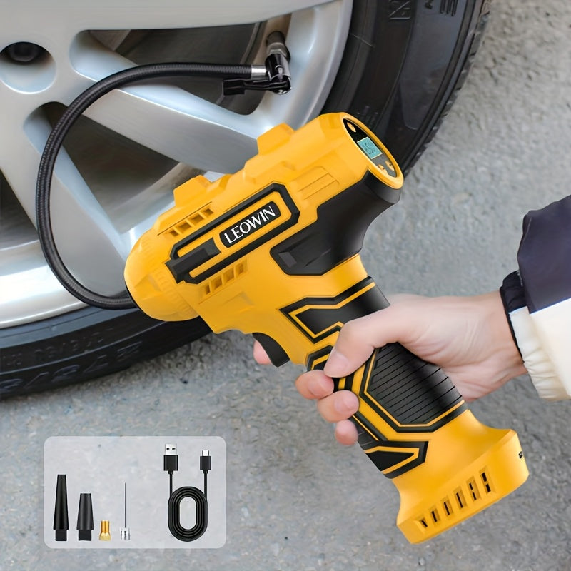 Tire Inflator Portable Air Compressor 150PSI – Cordless Auto-Shutoff Handheld Pump, Digital Pressure Gauge, LED Light, Rechargeable – Cars Motorcycles Bikes Balls Canada