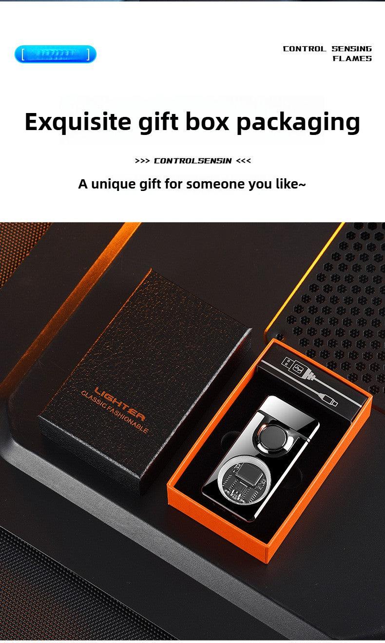 BNMQ 2025 Intelligent Voice Control Butane Lighter, 5 Ignition Modes, Visible Transparent Window, Portable Metal Flip Induction Lighter