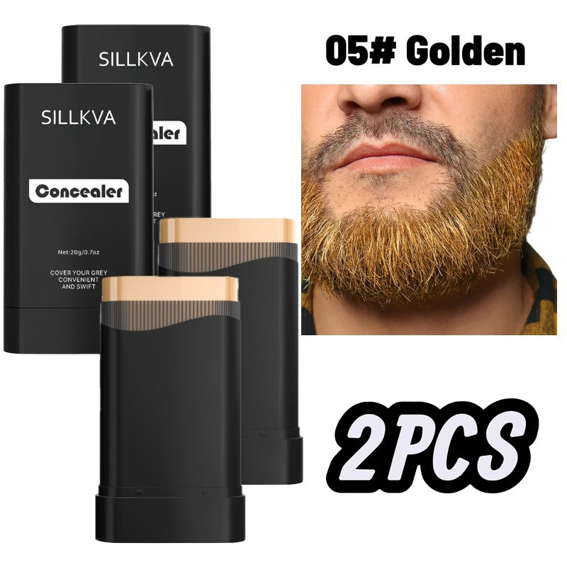 Hair & Beard Color Concealer Comb with Fine Teeth - SILLKVA Waterproof Gray Coverage Root Touch-Up & Mustache Coloring Stick, 5 Shades, 0.7oz, Long-Lasting Formula for Men & Women