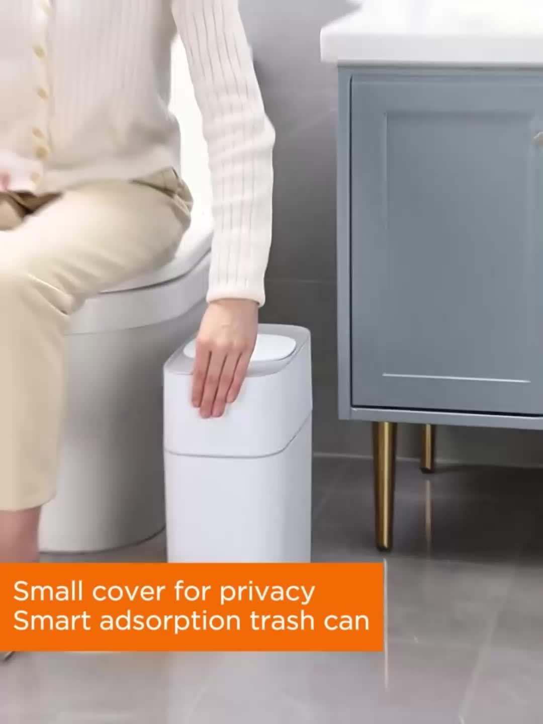 1pc Smart Slim Bathroom Trash Can with Lid, Battery Powered, Automatic Dustbin for Kitchen, Bedroom, Bathroom - No Battery Included
