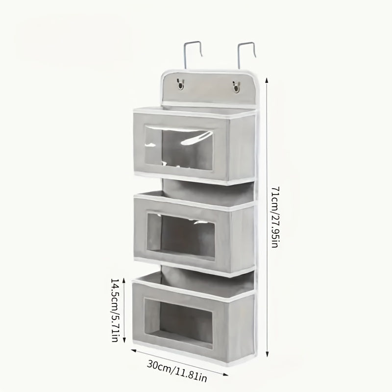 Over the Door Organizer 3/5-Tier – 44 lb Anti-Tilt Hanging Door Storage with 5 Large Pockets, No Drilling, Space-Saving for Bedroom Bathroom Pantry & Kitchen – Grey & Black