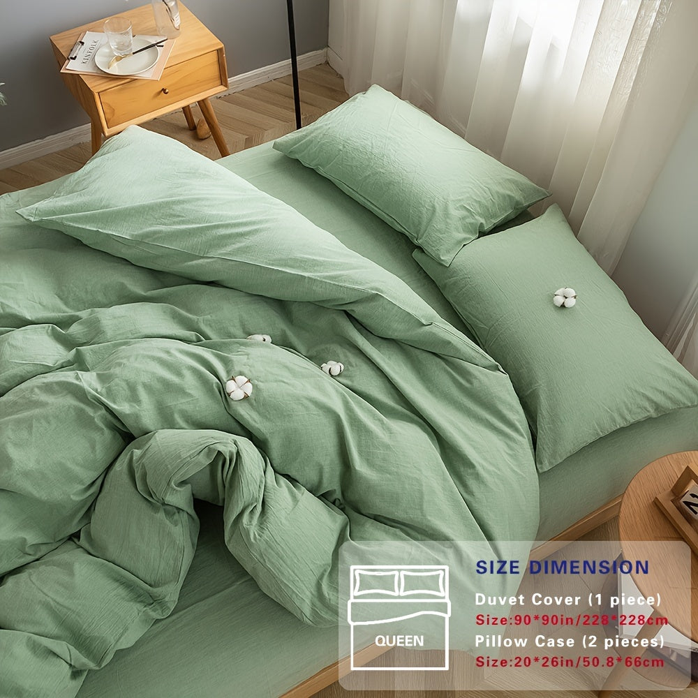 100% Washed Cotton Duvet Cover Set – Breathable, Durable & Ultra-Soft Comfy Bedding Set for All Seasons, Multiple Sizes & Colours