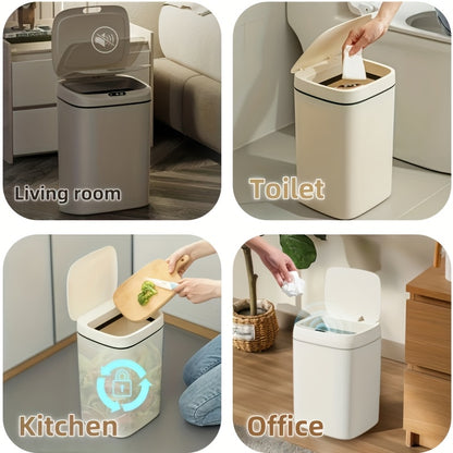 Touchless Sensor Trash Can with Odor-Sealing Lid & Quiet Close – Hands-Free Automatic Slim Bin for Kitchen Bathroom Office, 3.17/4.23/4.49 Gal, White or Black, Battery Operated (AA Not Included)