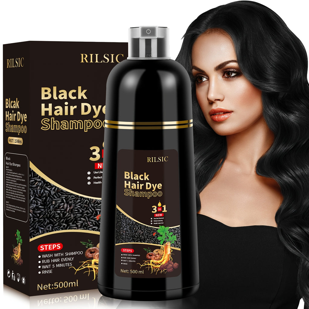 3-in-1 Hair Dye Colour Shampoo – Instant Grey Hair Coverage, Ammonia Free Herbal Formula, Lasts 30 Days for Men & Women | 16.91oz Natural Hair Colouring