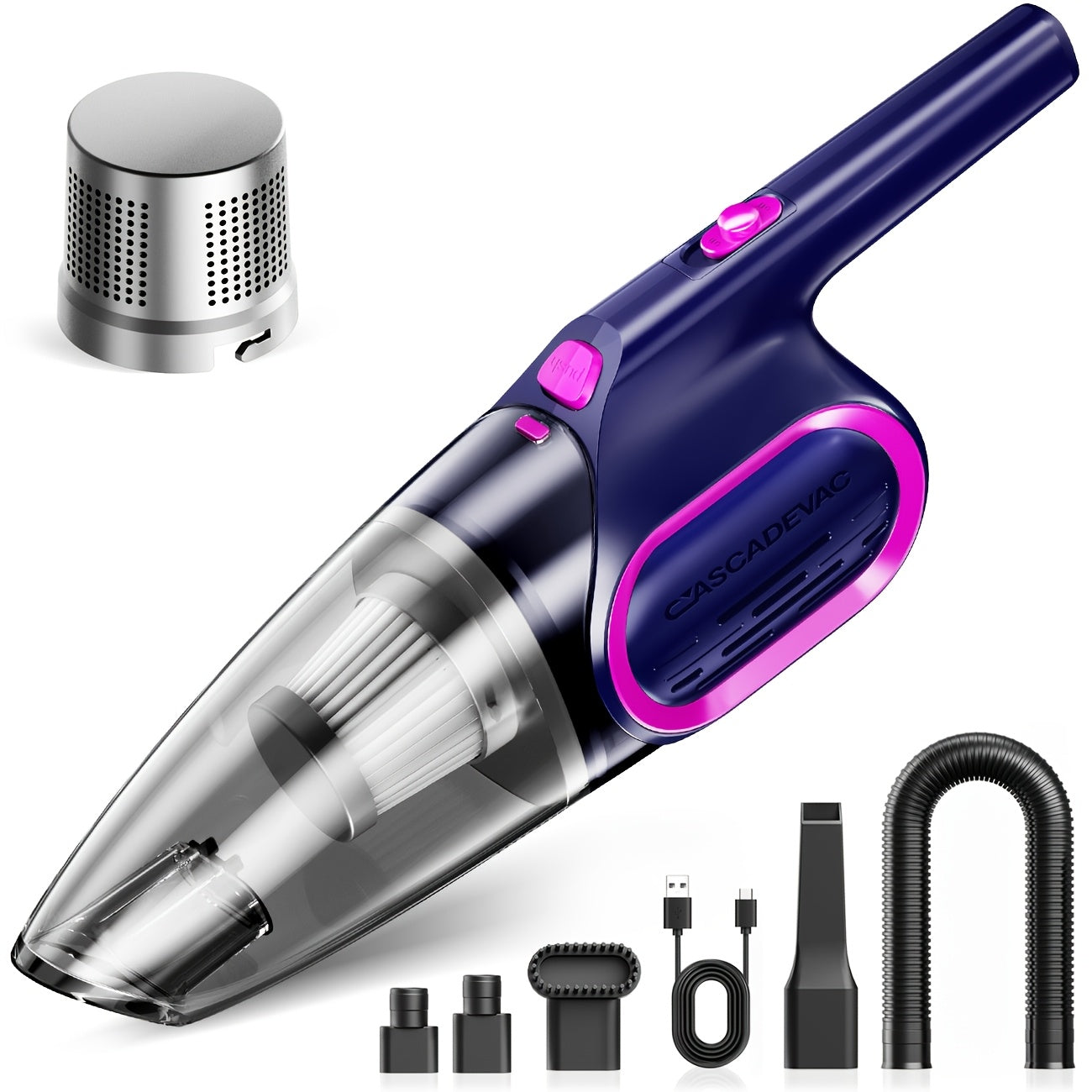Handheld Vacuum Cleaner 6800PA Strong Suction 2000mAh Cordless, Low Noise, Multi-Attachment – Car Interior, Home & Pet Hair Cleaning, Pink Gift for Women & Girls