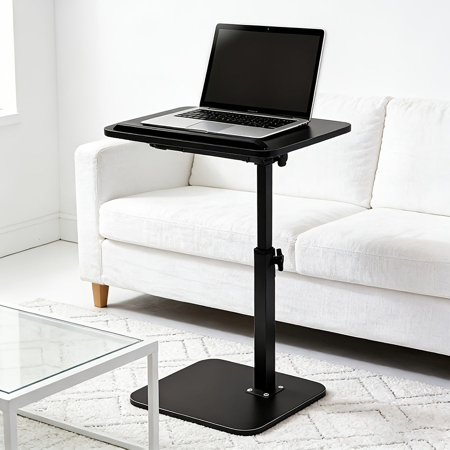 Adjustable Height C-Shaped Rolling Side Table 360° Rotating End Table with Walnut Veneer Top Steel Frame Four-Wheel Mobile Sofa Bedside Laptop Table for Living Room Bedroom Home Office Small Space Canada