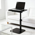 Adjustable Height C-Shaped Rolling Side Table 360° Rotating End Table with Walnut Veneer Top Steel Frame Four-Wheel Mobile Sofa Bedside Laptop Table for Living Room Bedroom Home Office Small Space Canada