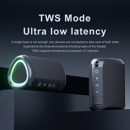 Portable Wireless Outdoor Speaker with Lights – Bluetooth 5.3, Crystal Clear Sound, All-Day Playtime, TWS Pairing, AUX & TF Card Input, Small Compact Speaker for Camping, Hiking & Travel