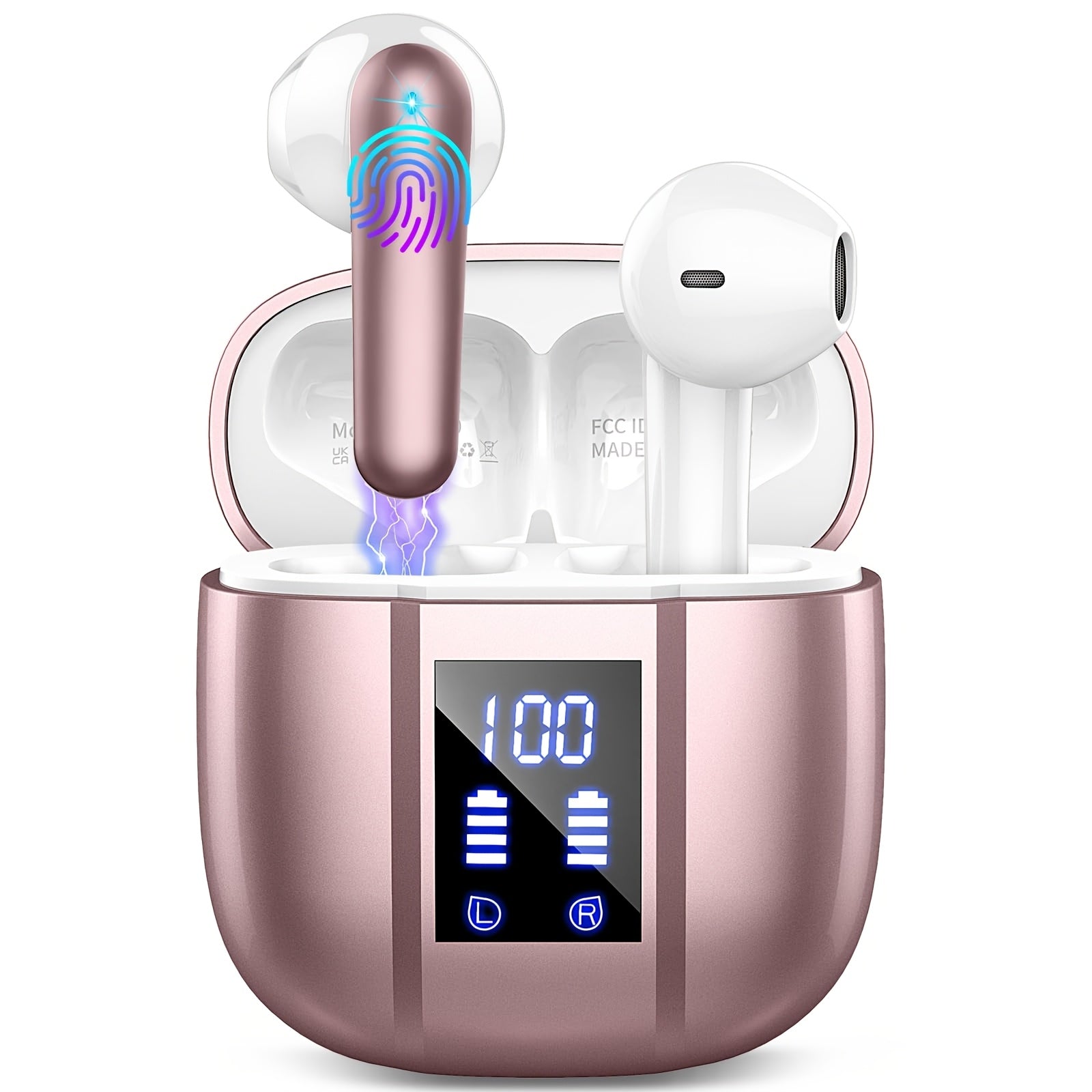 40H Wireless Earbuds with HiFi Stereo Deep Bass & 4 ENC Noise Cancelling Mic – In-Ear Bluetooth Earphones, LED Display, USB-C Charging, Mini Compact Design for Sport, Outdoor & Daily Use Canada