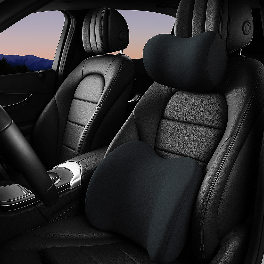 Car Headrest and Lumbar Support Set Autumn/Winter Comfort Upgrade Ergonomic Contoured Design High-Density Foam Filling Long-Distance Driving Comfort Includes