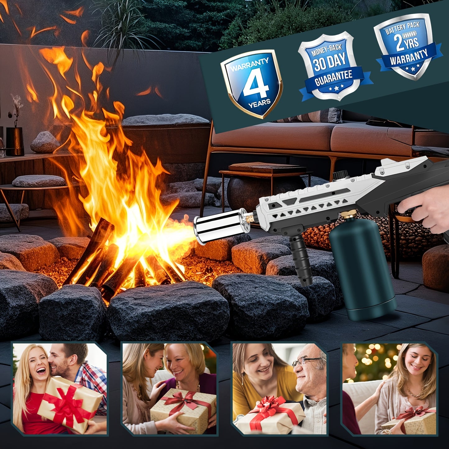 Propane Blow Torch with Trigger Ignition & Adjustable Flame – Lightweight Flamethrower for Campfire, Fire Pit, BBQ, Weed Burning & Culinary Use | Precision Flame Control, Fun Outdoor Gift (Tank Not Included)