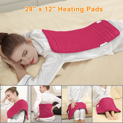 Heating Pad for Back 24"x12" – 6 Heat Settings, Auto Shut-Off, Machine Washable, Fast Heating Electric Pad for Neck, Shoulder, Abdomen & Legs, Dry & Moist Heat Therapy | ShopVora CA
