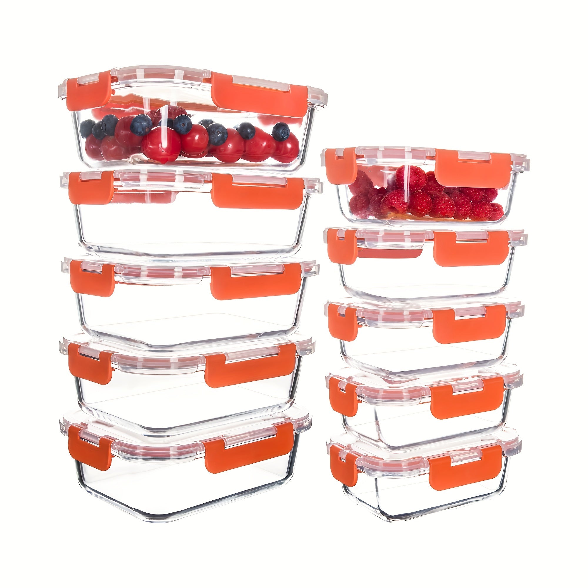 Borosilicate Glass Food Storage Containers Set 10/12 Pack with Leakproof Airtight Lids – Meal Prep, Lunch, Leftovers, Kitchen Pantry Organizer