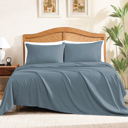 14-Inch Deep Pocket Bed Sheet Set – Lightweight Breathable Cooling, Wrinkle & Fade Resistant, Hotel Luxury Bedding, 3/4-Piece with Pillowcase, Flat & Fitted Sheet, Twin Full Queen King | ShopVora CA