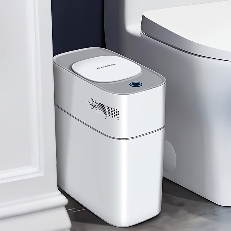 1pc Smart Slim Bathroom Trash Can with Lid, Battery Powered, Automatic Dustbin for Kitchen, Bedroom, Bathroom - No Battery Included