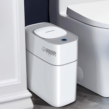 Smart Slim Automatic Trash Can with Lid Motion Sensor – Battery Powered Silent Auto Dustbin for Bathroom Kitchen Bedroom, Touchless Garbage Can