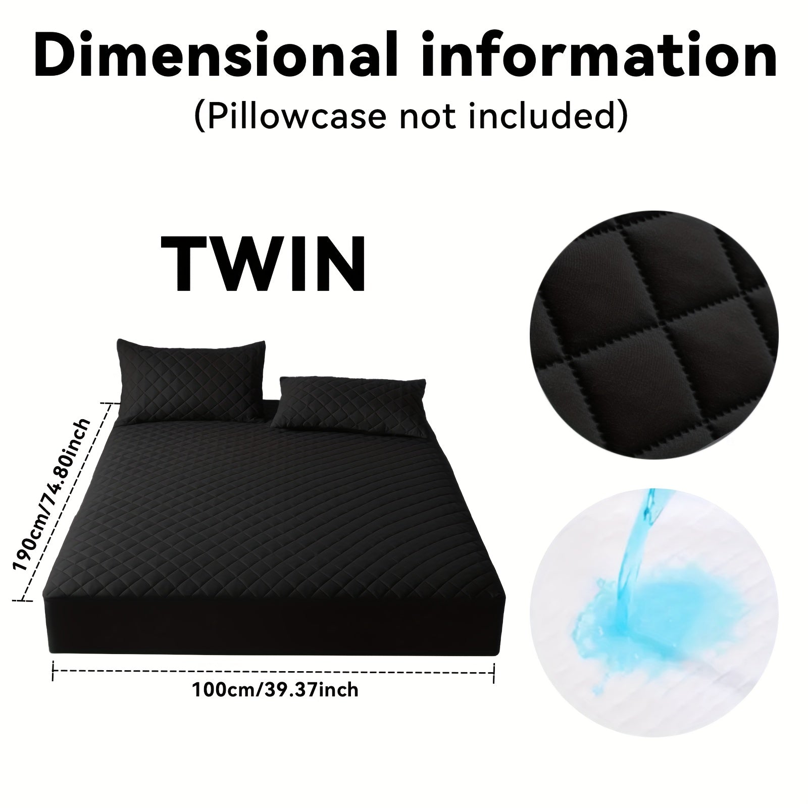 Thickened Waterproof Mattress Protector Soft Comfortable Fitted Bed Cover, Layered Insert Mattress Pad for Bedroom Guest Room Hotel, Twin Full Queen King Size, Blue Green Grey Black