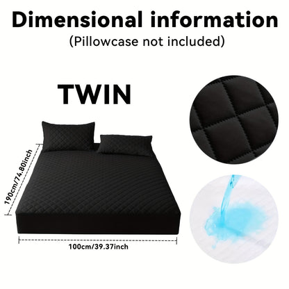 Thickened Waterproof Mattress Protector Soft Comfortable Fitted Bed Cover, Layered Insert Mattress Pad for Bedroom Guest Room Hotel, Twin Full Queen King Size, Blue Green Grey Black