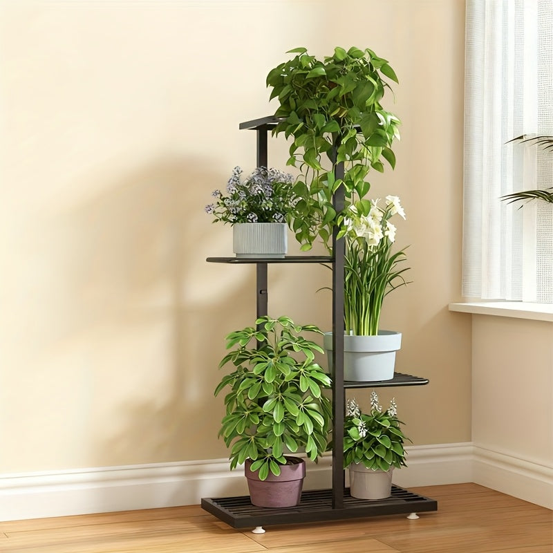 Multi-Tiered Indoor Plant Stand Sturdy Metal Flower Shelf with Wide Base - Space-Saving Vertical Plant Rack for Home Garden Decor, Patio, Balcony & Living Room