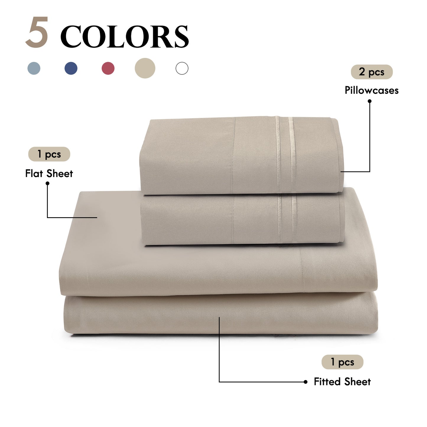 14-Inch Deep Pocket Bed Sheet Set – Lightweight Breathable Cooling, Wrinkle & Fade Resistant, Hotel Luxury Bedding, 3/4-Piece with Pillowcase, Flat & Fitted Sheet, Twin Full Queen King | ShopVora CA