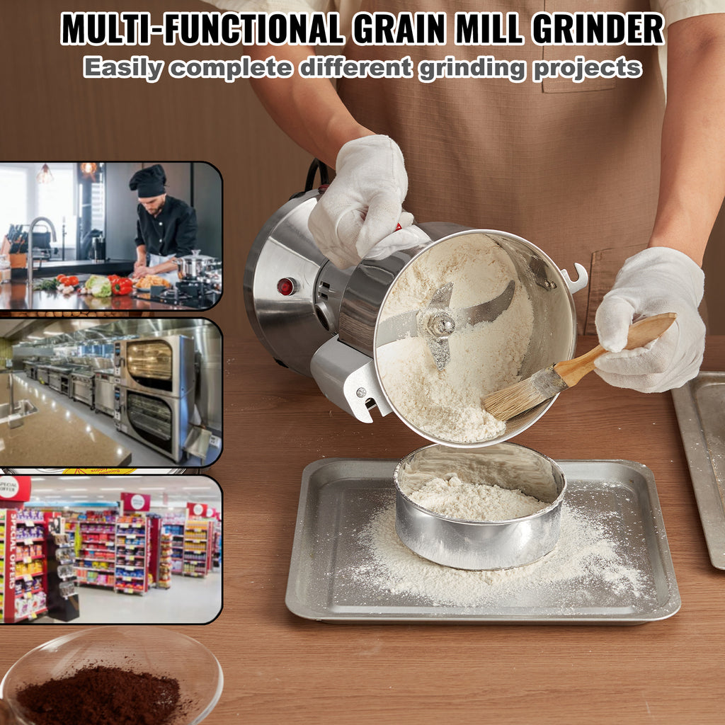VEVOR 300/750/1000g Commercial Spice Grinder Electric Grain Mill Grinder High Speed Swing type/upright type