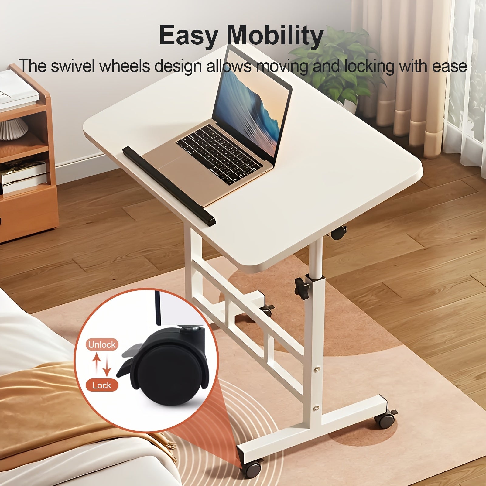 Adjustable Height Folding Desk with 360° Sliding Tabletop Space-Saving Lift Table for Bed Office Dorm Wood Metal Frame Foldable Portable Laptop Desk Black White Canada