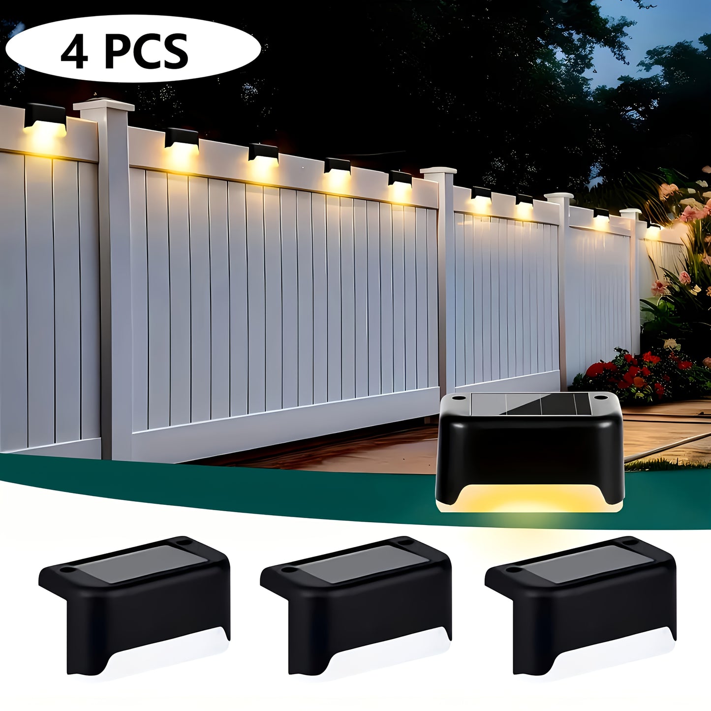 Solar Step Lights Outdoor Waterproof LED – Auto On/Off Warm White Landscape Lighting for Stairs, Fences, Courtyards & Garden Paths, Matte Metal, Black/White/Brown, 4/8/16/32 Pack Canada