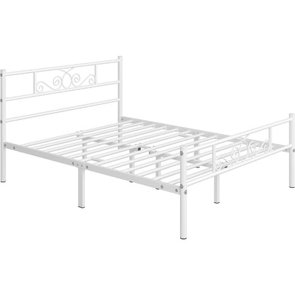 Scroll Metal Bed Frame with Headboard & Footboard – Space-Saving Iron Platform Bed, No Box Spring Needed, Twin Full Queen, Black or White, for Bedroom Guest Room Dorm – ALDEN DESIGN