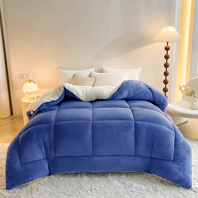 Thickened Quilt, Winter Quilt Core, Thickened Milk Coral Fleece for Autumn And Winter, Single-person Warm Quilt for Spring And Autumn, Thick Quilt, Cotton Quilt, Lamb Fleece, Medium Cotton Blanket