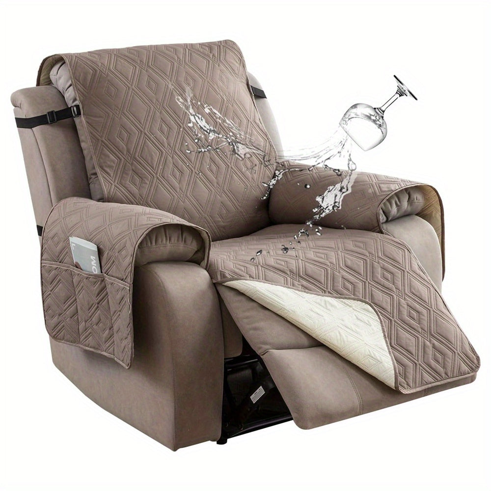 [Fully Recliner Chair Cover] Non-Slip Washable Recliner Chair Cover | Single Piece, Winter Insulation, Furniture Protector for Pets, Pocket