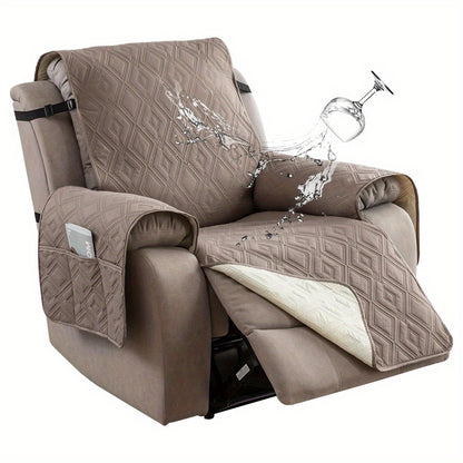 Non-Slip Recliner Chair Cover – Washable Single-Piece Furniture Protector with Side Pocket, Winter Insulation Slipcover for Recliner Chairs, Pet Hair & Scratch Protection, 8 Colours