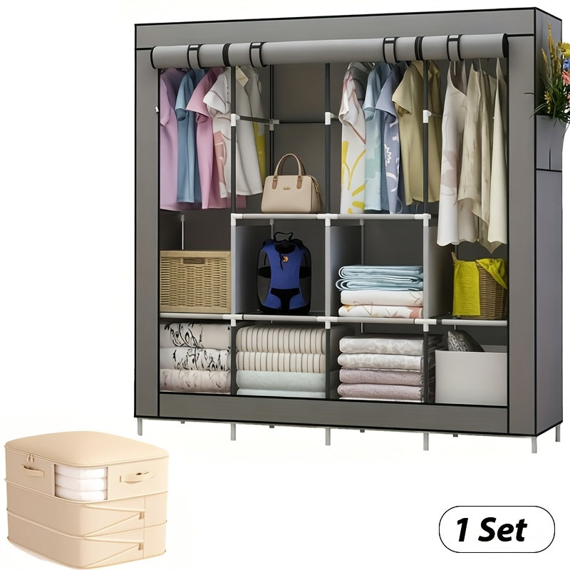 Portable Closet Large Wardrobe Closet Clothes Organizer With 6 Storage Shelves, 4 Hanging Sections 4 Side Pockets, Portable Closets