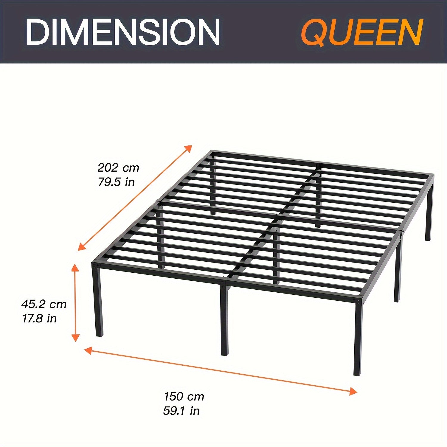18 Inch Heavy Duty Metal Platform Bed Frame Maximum Underbed Storage Noise-Free No Box Spring Required Easy Assembly Twin Full Queen King Size for Bedroom Guest Room Apartment Dorm Canada