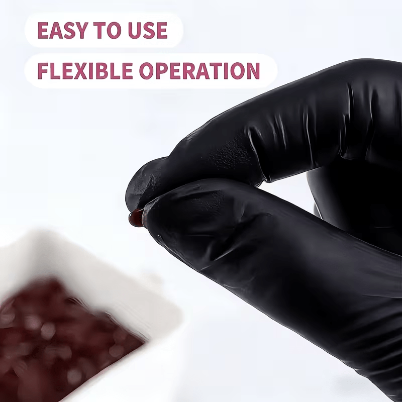 100pcs Black Pure Nitrile Disposable Gloves | Durable, Latex-Free, Extra-Thick Design—Ideal for Kitchens, Tattooing, Beauty Salons, and Bathroom Cleaning—Extra Large, Large, Medium, Small