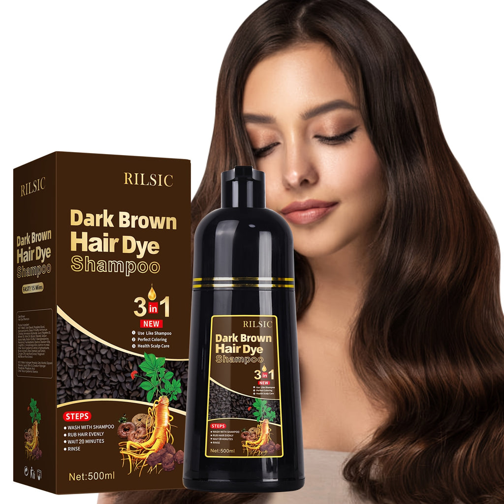 Hair Dye Shampoo for Grey Hair 3-Pack - Herbal Natural 3-in-1 Instant & Long-Lasting Gray Hair Coverage Shampoo for Men & Women, Plant Squalene Formula for All Hair Types