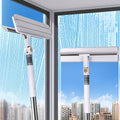 Extendable Window Squeegee 53.5" – 2-in-1 Window Cleaning Tool with Flexible Head & Microfiber Cloth, Streak-Free Glass Cleaner for Indoor & Outdoor High Windows, Shower Doors & Windshields