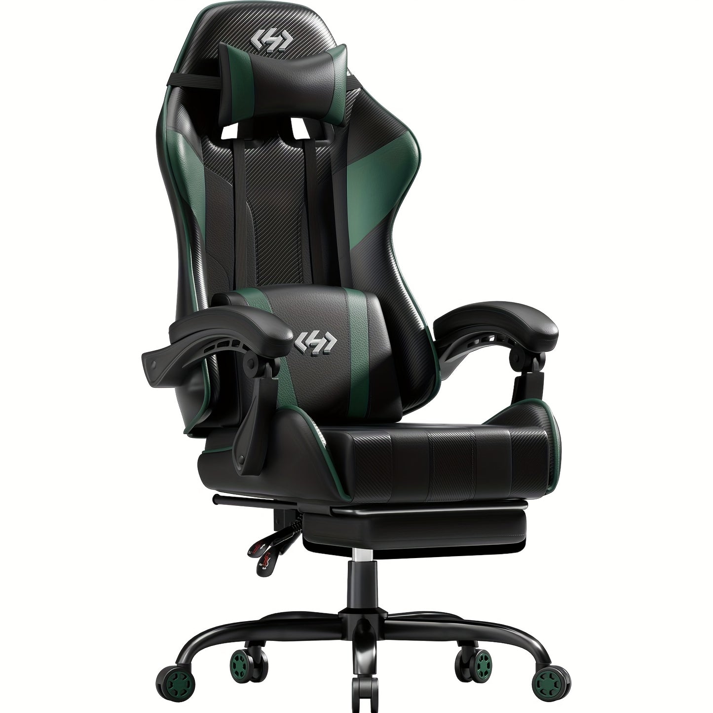 6-Point Support Gaming Chair with Pocket Springs and Adjustable Lumbar Headrest - 135 Degree Recline Faux Leather Office Gaming Seat Footrest Linkage Armrest 300 lb Canada