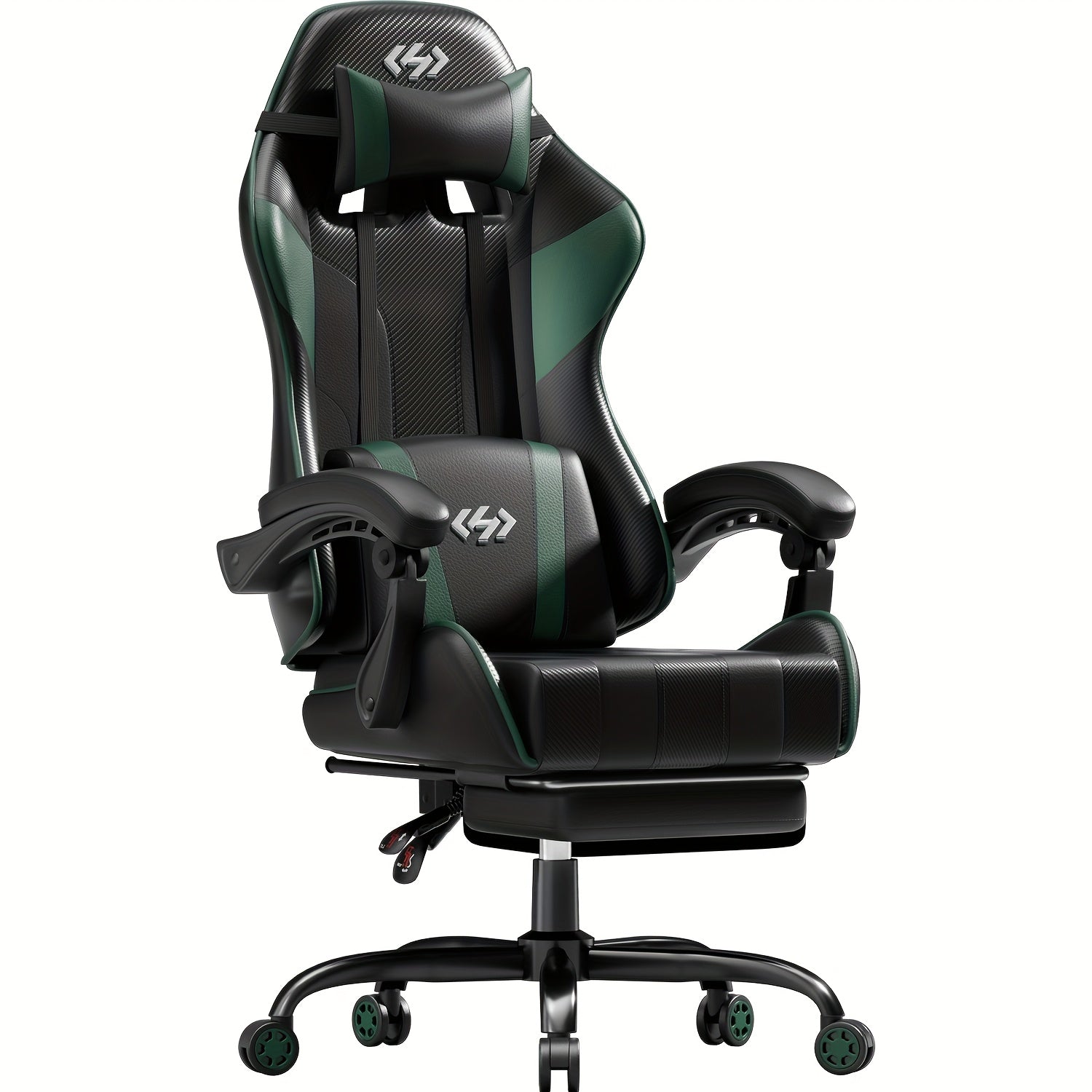 6-Point Support Gaming Chair with Pocket Springs and Adjustable Lumbar Headrest - 135 Degree Recline Faux Leather Office Gaming Seat Footrest Linkage Armrest 300 lb Canada