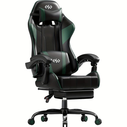 6-Point Support Gaming Chair with Pocket Springs and Adjustable Lumbar Headrest - 135 Degree Recline Faux Leather Office Gaming Seat Footrest Linkage Armrest 300 lb Canada