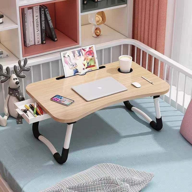 2pcs set of Table and Rag, Extra-Large Portable Laptop Desk with Cup Holder & Drawer - Multifunctional Tray Stand for Bed, Sofa, Floor Use - Sturdy, Durable, Foldable Design