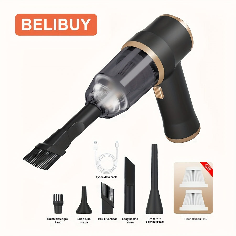 1pc Super Powerful 2-in-1 Cordless Handheld Vacuum Cleaner - High Suction Power, Lightweight, Portable with Rechargeable Lithium Battery, Includes Dusting Brush Attachment, Floor Brush, and Cleaning Tools for Car and Home Use