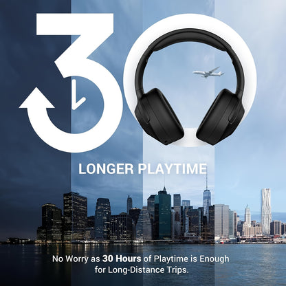 Hybrid Active Noise Cancelling Wireless Headphones with Microphone, 30H Playtime, Deep Bass Hi-Fi Audio, Memory Foam Ear Cups, Bluetooth 5.3 Over-Ear Headphones